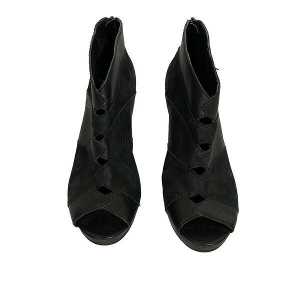 Fossil Bobbi Peep Toe Ankle Boots Booties Women’s Size 8.5 Black Leather - Picture 3 of 13